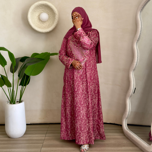 The Italian Silk Edit Mukhawar: Magenta | Botanical Green